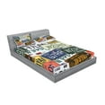thumbnail image 2 of Vintage Fitted Sheet & Pillow Sham Set, Original Retro Style License Plates Personalized Creative Travel Vacation, Decorative Printed 6 Piece Bedding Decor Set, Queen, Green Blue Yellow, by Ambesonne, 2 of 3