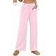 thumbnail image 4 of Amzcrzy Pantalones Mujer A Rayas Informales Cintura Alta Cordón Elástico Tipo Bóxer Cómodos Holgados Anchos Con Bolsillos Tallas S-2XL Rosa, 4 of 8