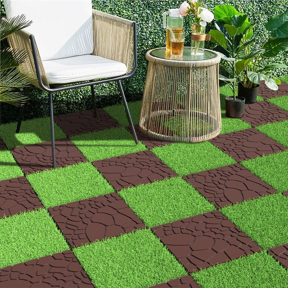 12" Patio Deck Tiles, DIY Module Interlocking Decking Tiles Floor Tile, Easy and Quick Installation Court Tiles for Porch Poolside Balcony Backyard 44pcs
