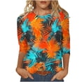 thumbnail image 5 of Juslio Womens Blouse 3/4 Sleeve Shirts Floral Print Tops Crew Neck Casual Blouses Multicolor XL, 5 of 5