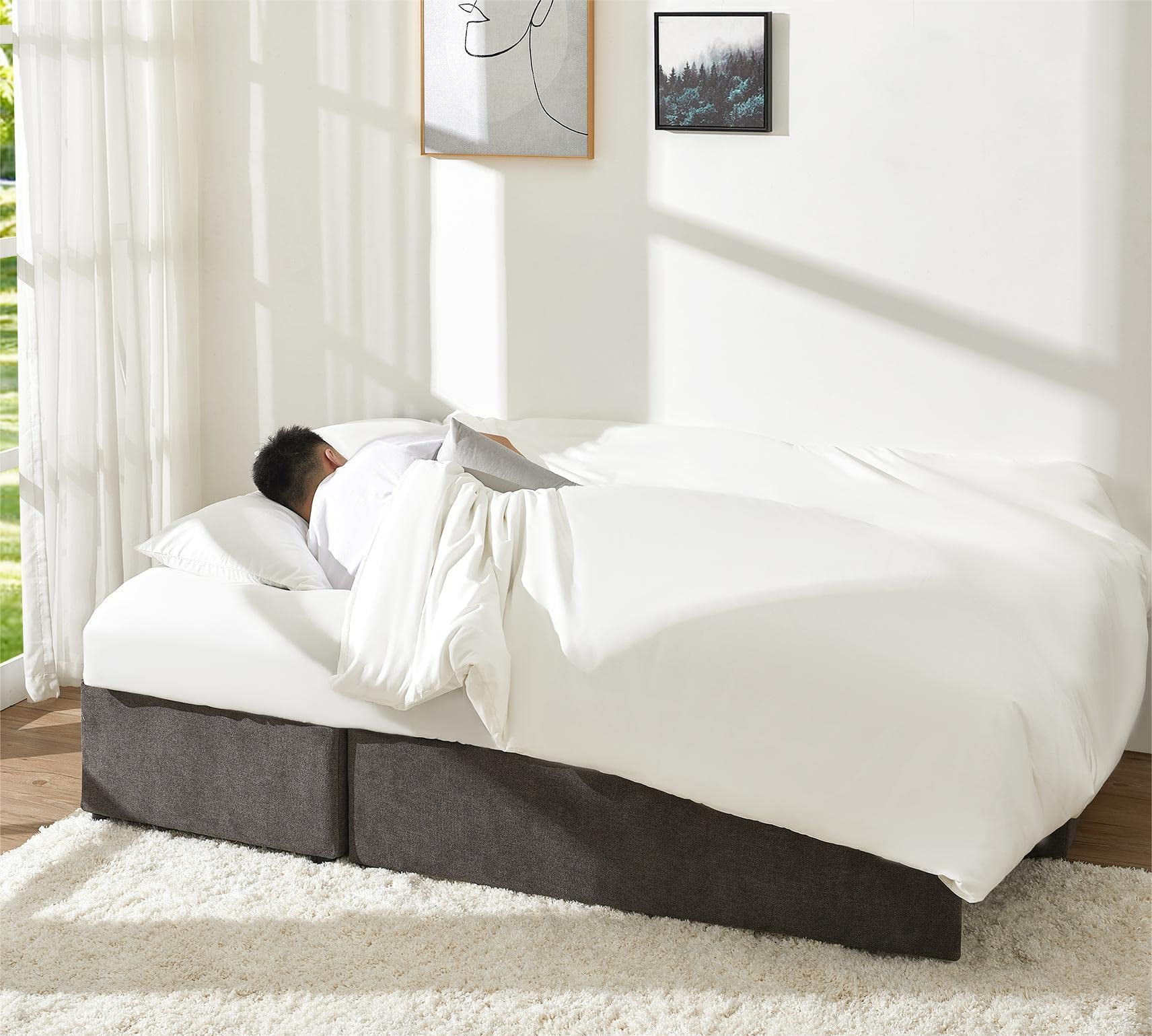VANACC Sleeper Sofa with Storage Chaise-2 in 1 Pull Out Couch Bed for Living Room, Sectional Couch,Gray