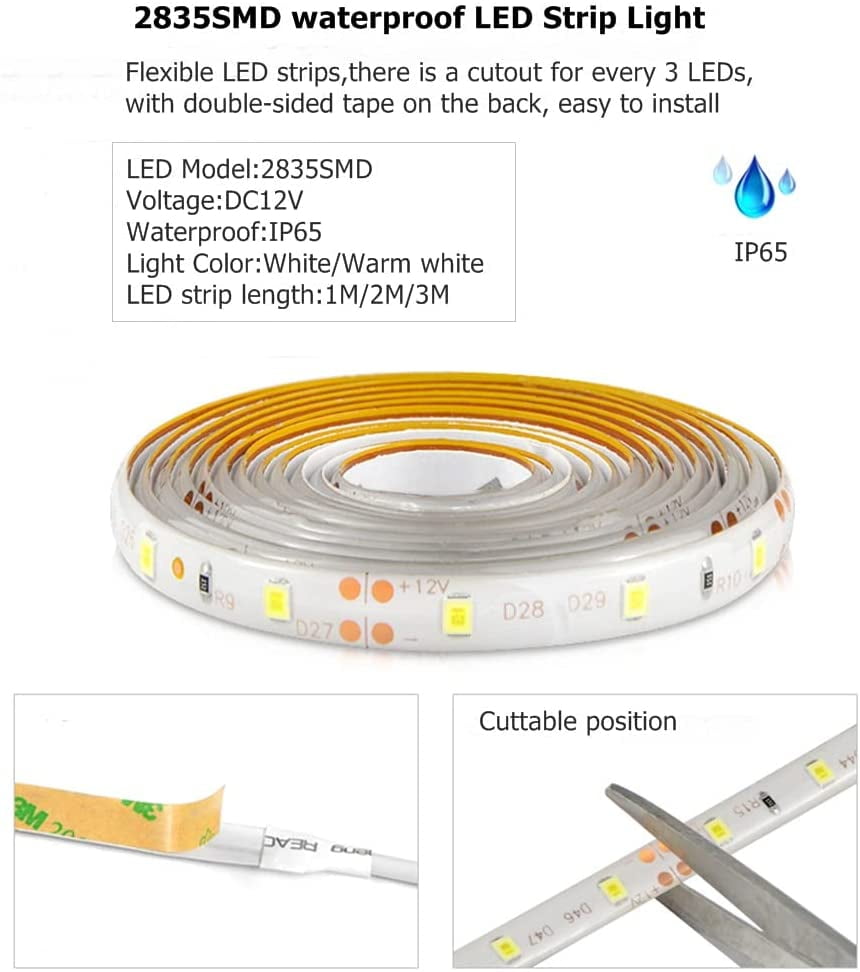 Yi Lighting 16.4ft Motion Activated Strip Lights Waterproof for Under Cabinet, Kitchen, Stair, Bed, Warm White