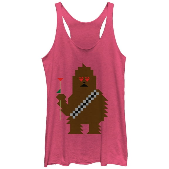 Women's Star Wars Valentine's Day Chewbacca Racerback Tank Top Pink Heather Small