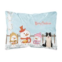Carolines Treasures BB2449PW1216 Merry Christmas Carolers Border Collie Black White Canvas Fabric Decorative Pillow, 12H
