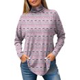 thumbnail image 7 of Women's Fall Casual Christmas Printed High Neck Long Sleeve Pullover Top, Loose Vintage Graphic Sweatshirt, Holiday T-Shirt Blouse,Light Purple,L, 7 of 7