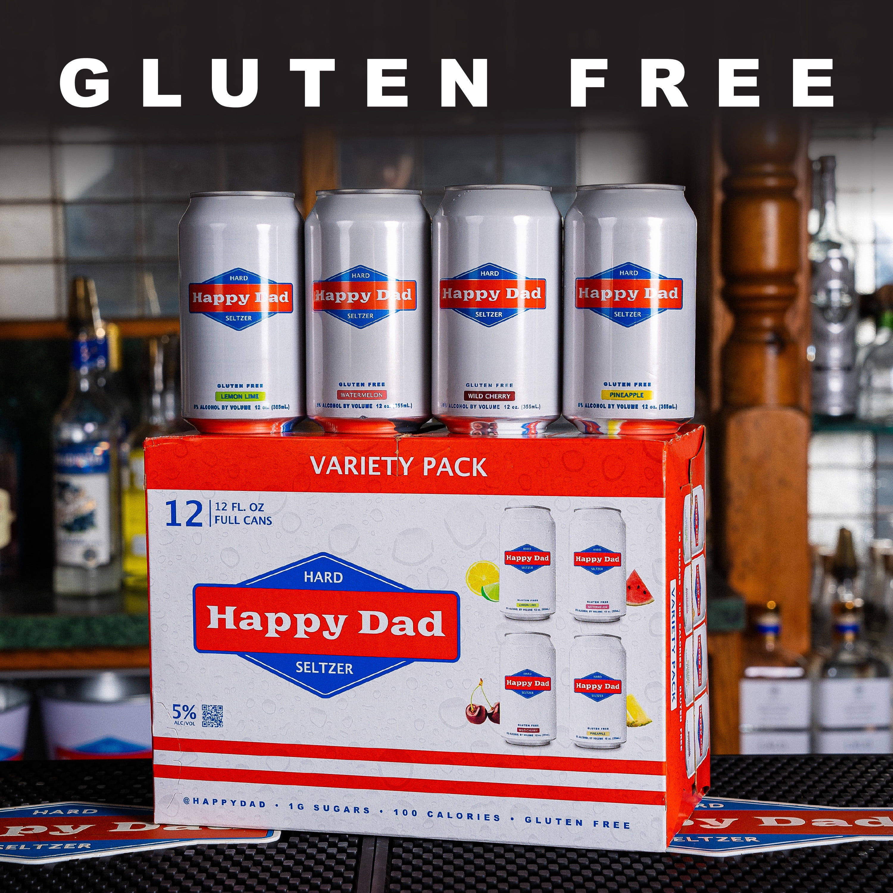 Happy Dad Hard Seltzer Variety Pack, 12 Pack, 12 fl oz Cans, 5% ABV