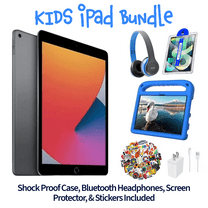 Restored Apple iPad 7 Kid's Bundle - 10.2" 32GB Space Gray (Wi-Fi) - Shock Proof Case, Bluetooth Headphones, Screen Protector, Kid's Stickers, and Charger Included (Refurbished)