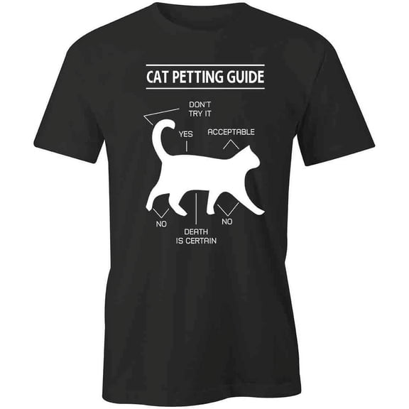 Cat Petting Guide T-Shirt | Cute Cat Black Tee Gift