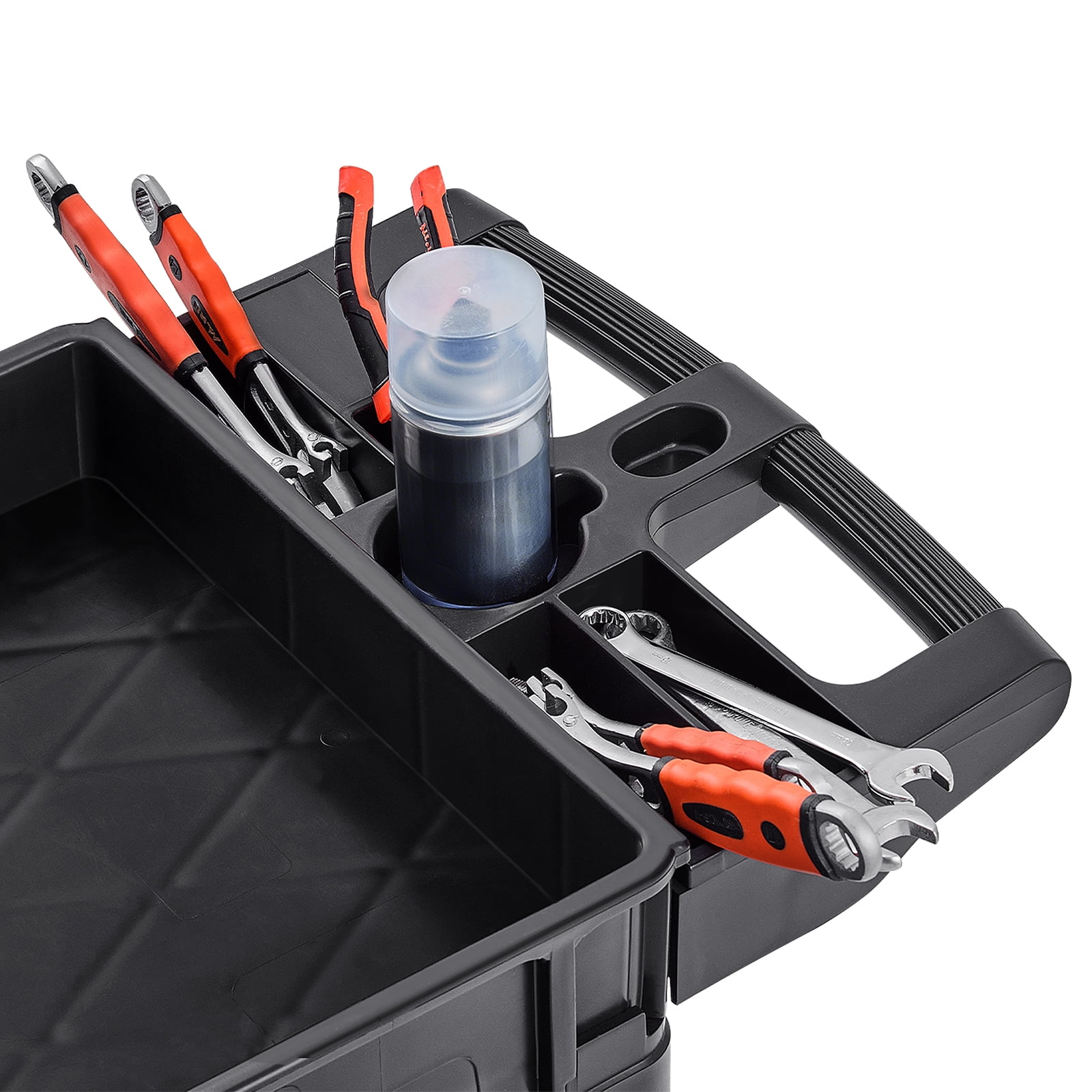 3-Shelf Utility Cart 550 lbs Capacity 5 Inch Lockable Swivel Wheels Polypropylene for Warehouse Garage Office