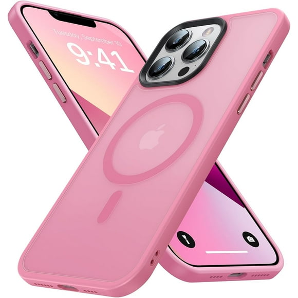 Funda magnética resistente para iPhone 13 Pro, compatible con Magsafe, protección contra caídas de grado militar, translúcida, mate, rígida y delgada, para iPhone 13 Pro de 6.1", color rosa