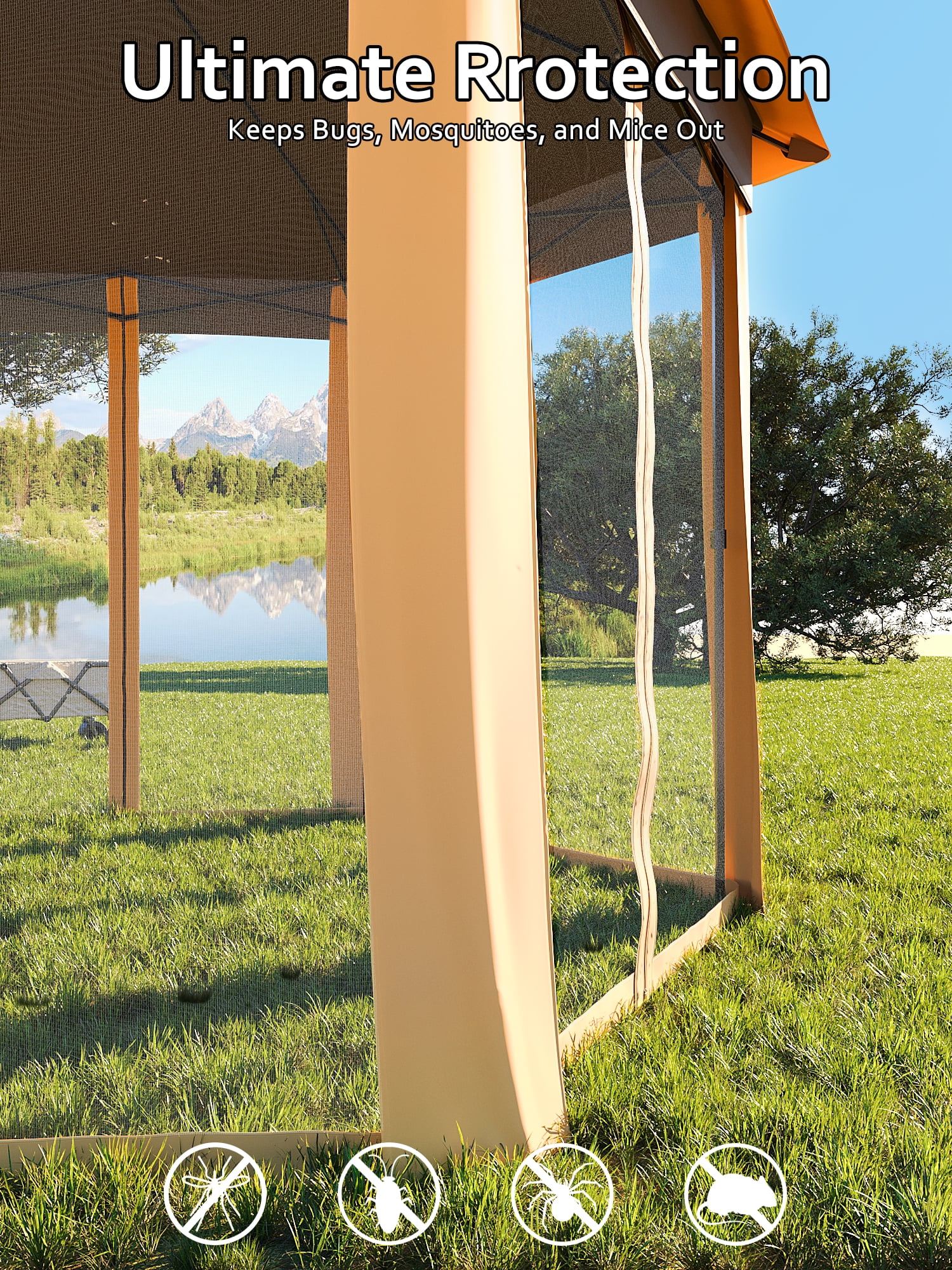 EliteEdge Pop Up Gazebo 13x13ft, Hexagonal Outdoor Canopy Shelter, Instant Patio Gazebo Tent with Mesh Netting and Strong Steel Frame for Patio Backyard Garden Wedding Party