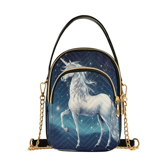 ALAZA Chain Crossbody Bags for Women Unicorn in Starry Sky Shoulder Handbag Phone Purse