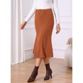 thumbnail image 3 of DARING DIVA Women's Corduroy High Waist Midi Mermaid Skirt with Pockets Large Caramel, 3 of 6