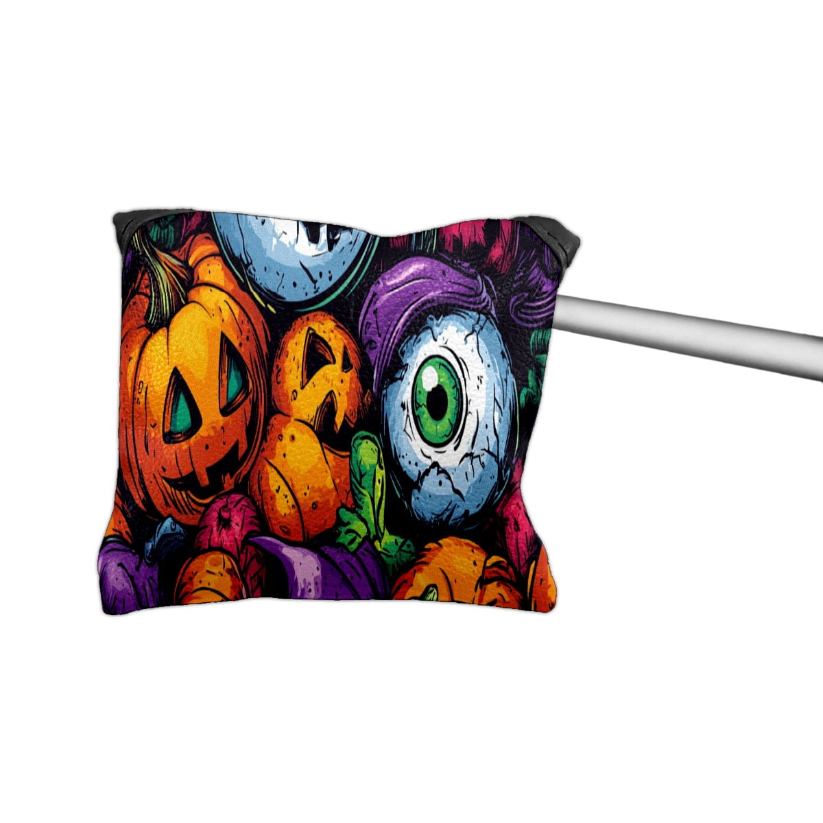 Golf Mallet Putter Cover Premium Leather Waterproof Golf Putter Head Cover with Magnetic Closure Pumpkin Eyeball