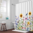 thumbnail image 5 of Sunflower Lily Fabric Shower Curtain Blue Bird Washable Shower Curtains for Bathroom, Waterproof Bath Curtain with Hooks Home Decor 36x72in, 5 of 8