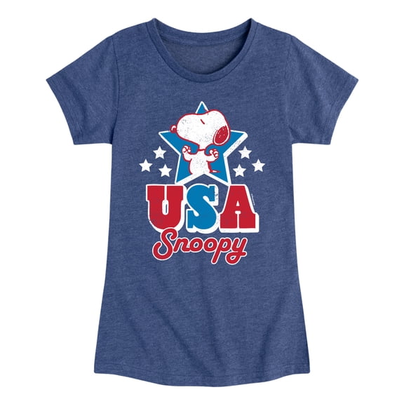 Peanuts - USA Snoopy - Youth Girls Fitted Short Sleeve T-Shirt