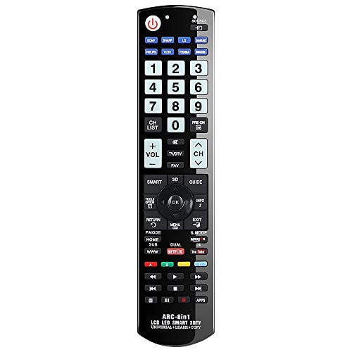 Control Remoto Universal Gvirtue arc-8in1 para TVs Samsung Vizio LG Sony Sharp Panasonic Toshiba Philips LCD LED 3D