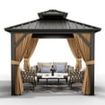 thumbnail image 7 of Luku 10x10FT Outdoor Hardtop Gazebo, Galvanized Iron Double Vent Roof with Curtains & Netting, Aluminum Frame Pavilion for Patio, Lawn, Deck, Garden, 7 of 7
