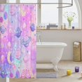 thumbnail image 3 of Manfei Kawaii Ringed Planets Shower Curtain 72Wx78L,Cartoon Stars Bath Curtain,Pink Purple Blue, 3 of 5