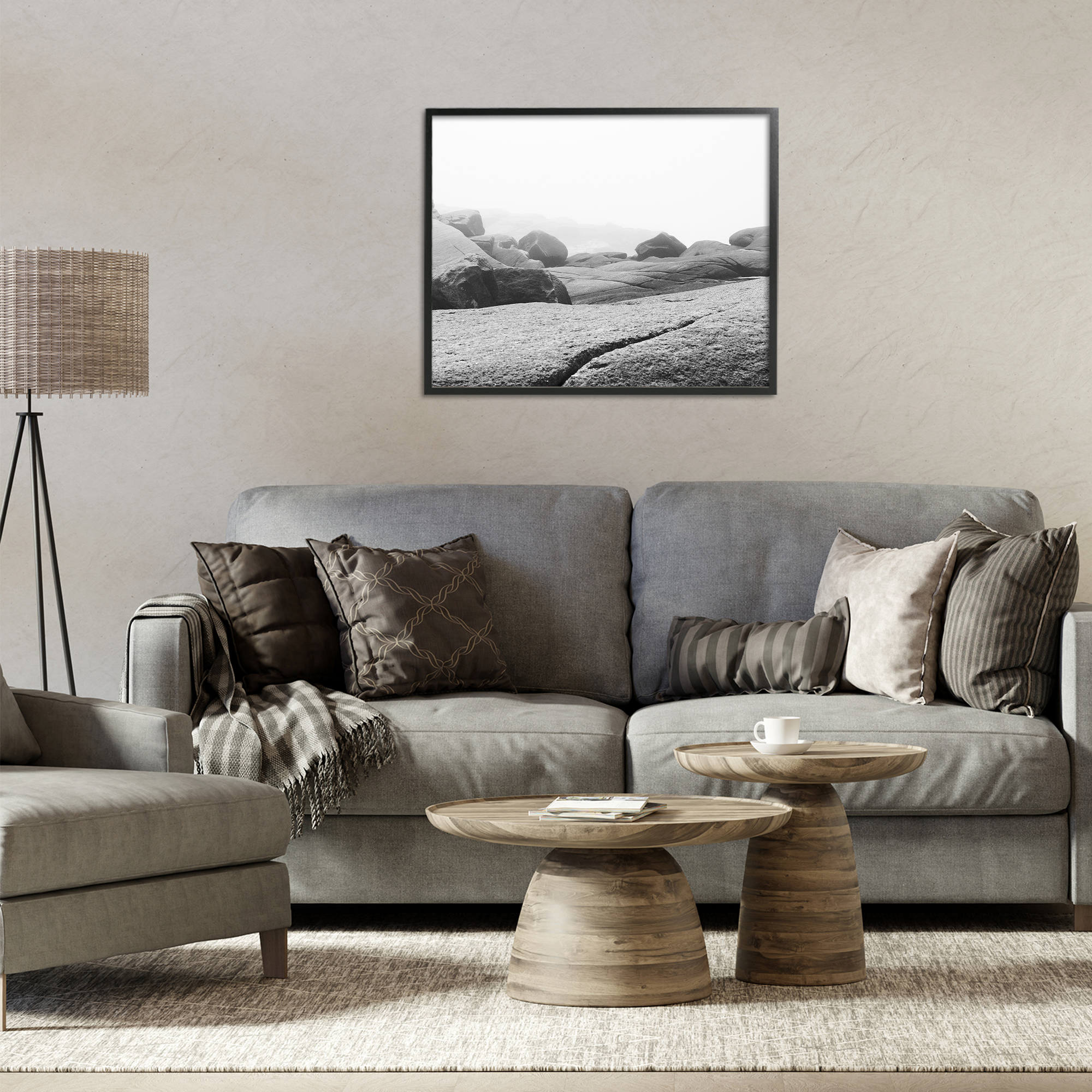 Rocks at Peggy's Cove Black Framed Giclee Art, design by Clive Branson