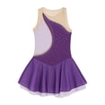 thumbnail image 3 of Sinleey Robe de Patinage Artistique pour Filles, Sans Manches, avec Strass Scintillants, Robe de Danse Ballet, Violet 14, 3 of 7