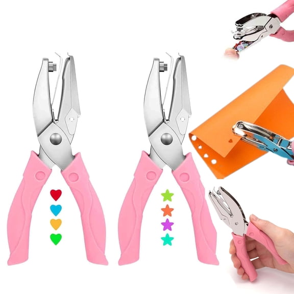 Handheld Hole Paper Punch Kit,Single Hole Punch, Heart and Star Hole Punch,for DIY Paper Crafts,Card Making, Compact Stationery Tool with Smooth Clean Cuts