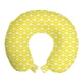 thumbnail image 1 of Abstract Travel Pillow Neck Rest, Monochrome Retro Geometric Shapes Layout on a Plain Background Ornaments, Memory Foam Traveling Accessory Airplane and Car, 12", Yellow and White, by Ambesonne, 1 of 2
