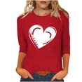 thumbnail image 2 of Ailaofu T-Shirts de la Saint-Valentin à Manches 3/4 Col Rond pour Femmes avec Imprimé Cœur Graphique, 2 of 5