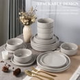 thumbnail image 4 of Vesteel 18-Piece Dinnerware Set, Ceramic Plates and Bowls Set for 6, Speckled Stoneware Dishes Set for Family, Microwave & Dishwasher Safe - Cappuccino Brown, 4 of 10