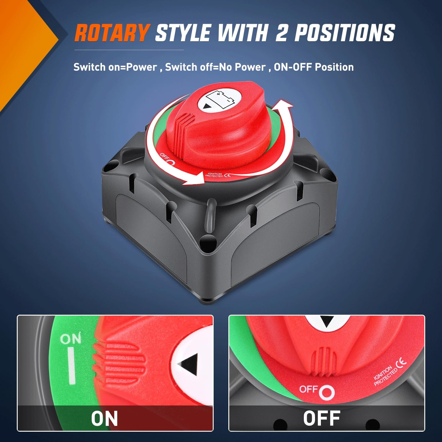 Nilight ON Off Battery Switch 12V 24V 48V 600A High Current Heavy Duty Battery Power Cut Master Switch Disconnect Isolator for Truck Vehicle Trailer RV Marine Boat Yacht,Red