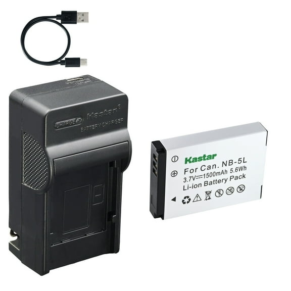 Kastar 1-Pack Battery and AC USB-C Charger, Compatible with Canon NB-5L, NB-5LH, PowerShot S100, S110, SD700 IS, SD800 IS, SD870 IS, SD880 IS, SD970 IS, SD990 IS, SX200 IS, SX210 IS, SX230 HS Cameras