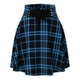 thumbnail image 4 of Women's Gothic Punk Plaid Pleated High Rise A-line Flare Mini Skirt Blue M, 4 of 7