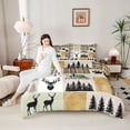 thumbnail image 4 of Homewish Jungle Farmhouse Bedding Comforter Set, Cartoon Reindeer Deer Elk Twin Comforter Sets, Rustic Adventure Reversible Bedding Set, Super Cozy Room Decor, 2pcs, 4 of 8