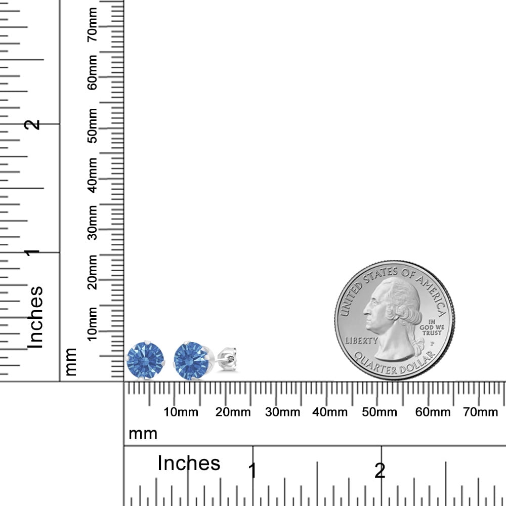 Gem Stone King 2.56 Ct Fancy Blue 925 Sterling Silver Stud Earrings for Women Men with Zirconia