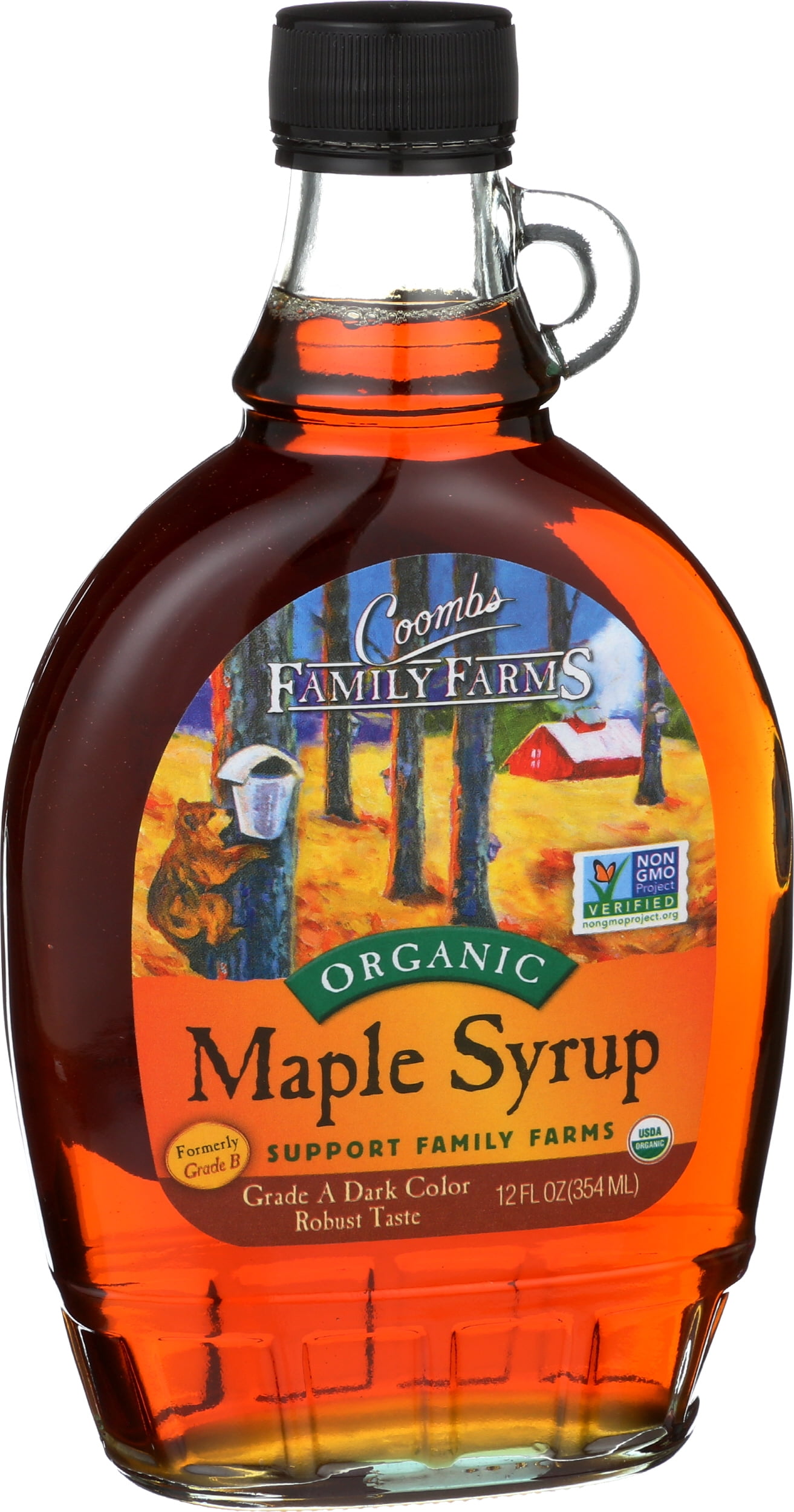 Pack of 12, Coombs Family Farms Grade A Dark Color Maple Syrup, 12 fl oz