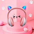 thumbnail image 3 of Auriculares inalámbricos con orejas de gato, color rosa, con Bluetooth, estéreo, plegables, con micrófono, regalo musical para niñas y niños, color negro B39C, 3 of 5