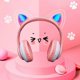 thumbnail image 3 of Auriculares inalámbricos con orejas de gato, color rosa, compatibles con Bluetooth, estéreo, plegables, con micrófono, regalo musical para niñas y niños, azul B39C, 3 of 5