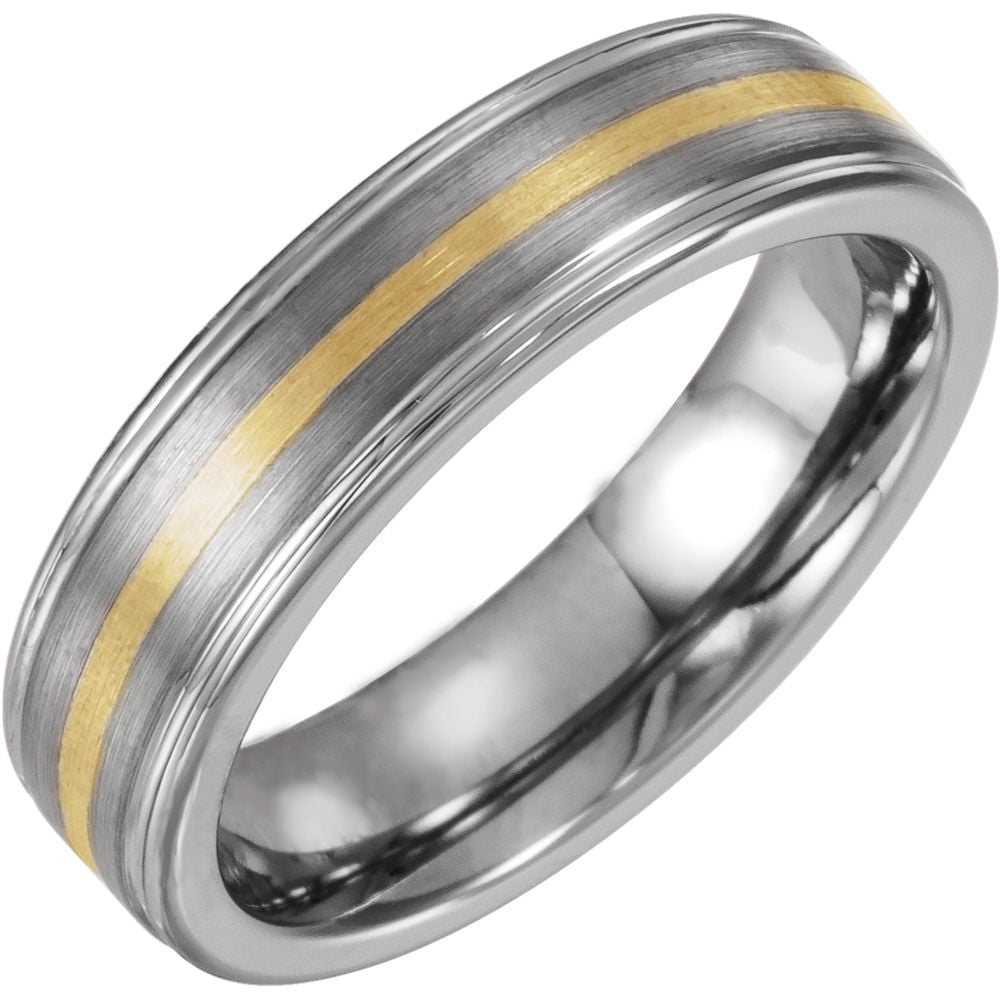 Jewels By Lux Titanium 14k Yellow Inlay 5mm Polished Band