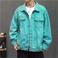 thumbnail image 2 of WILLBEST Jackets for Men Men's Autumn/Winter Casual Denim Solid Color Long Sleeve Outdoor Vacation Vintage Shirt Lapel Solid Color, 2 of 5