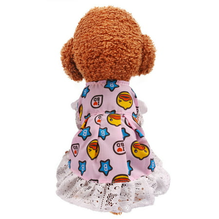 Roseonmyhand New Pet Summer Duck Print Lace Skirt Temperament Dog Skirt Princess