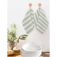 thumbnail image 2 of Boho Sage Green Stripe Kitchen Dish Towels for Drying Dishes Set of 3, Abstract Geometric White Minimalist Waffle Weave Microfiber Hand Tea Bathroom Towels Quick Dry & Absorbent Towel 12x12, 2 of 7