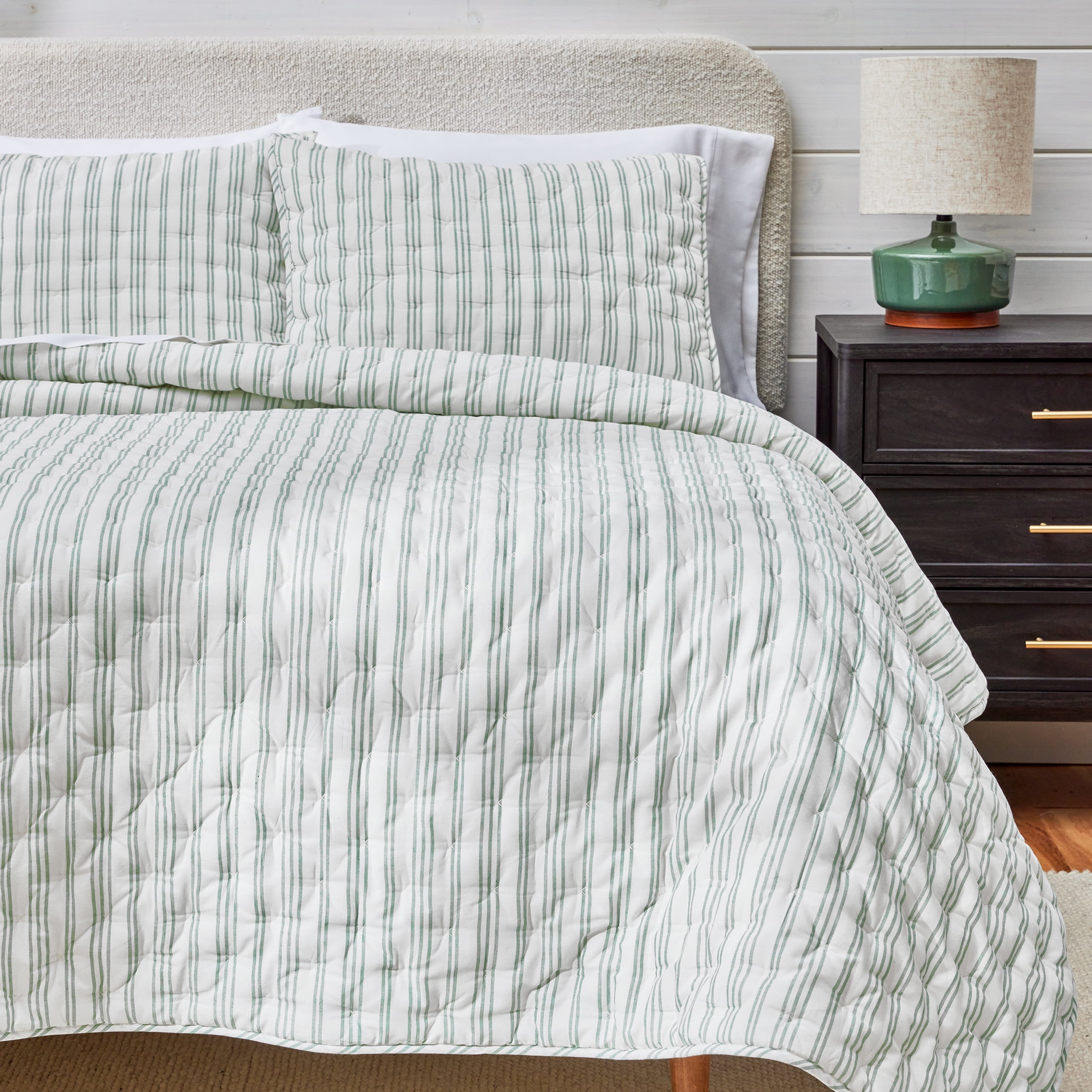 Better Homes & Gardens Teal Yarn Dyed Stripe Chambray Pillow Shams, King (2 Count)