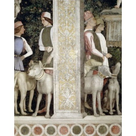 Camera degli Sposi Grooms with Dogs (detail) by Andrea Mantegna fresco 1474 (1431-1506) Italy Mantua Palazzo Ducale Canvas Art - Andrea Mantegna (18 x 24)