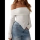 thumbnail image 2 of Camiseta Asimétrica Ajustada de Larga con Hombros Descubiertos Y2K para Mujer L, 2 of 10