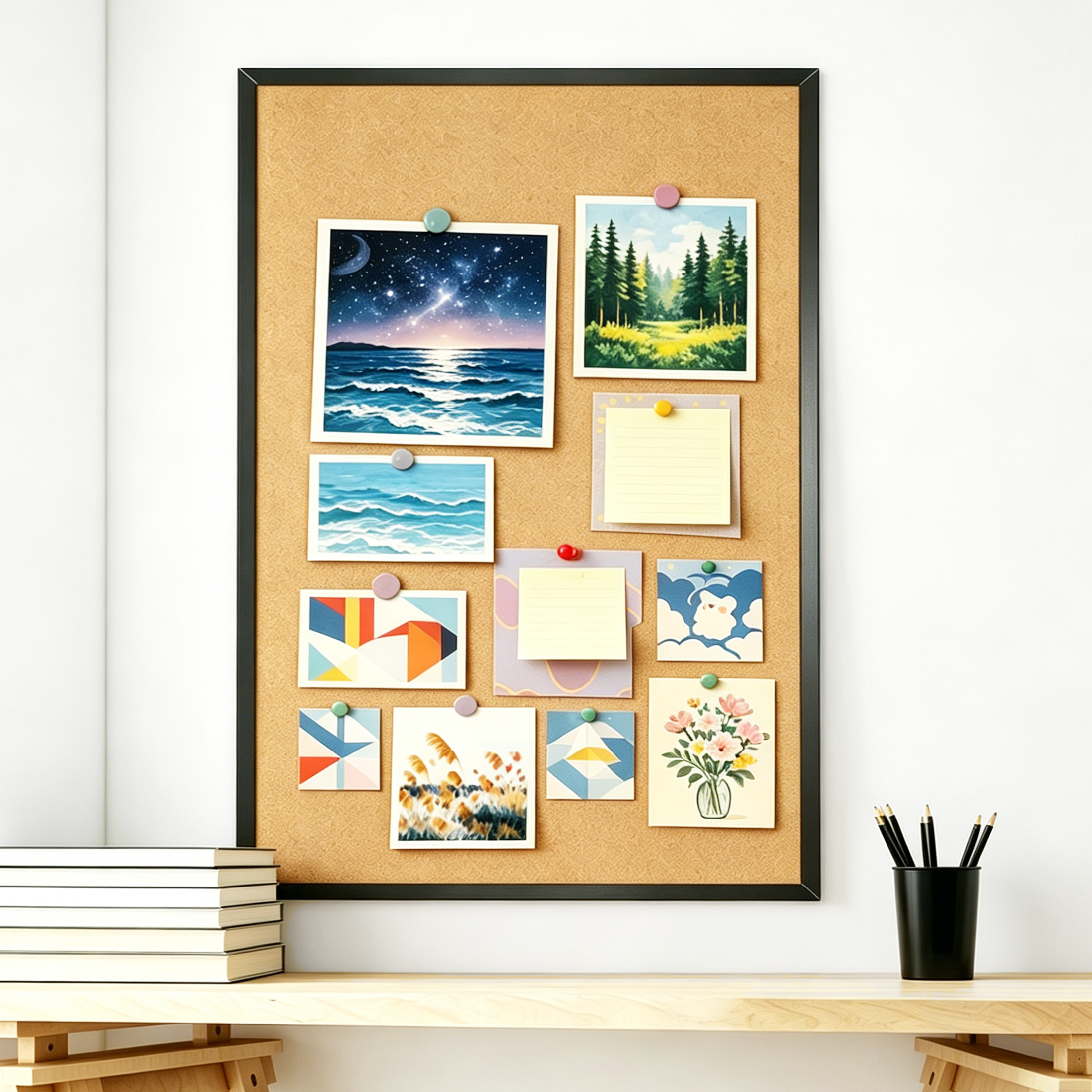 GARITIN Cork Bulletin Board 36" x 24" with Wood Frame photo 5