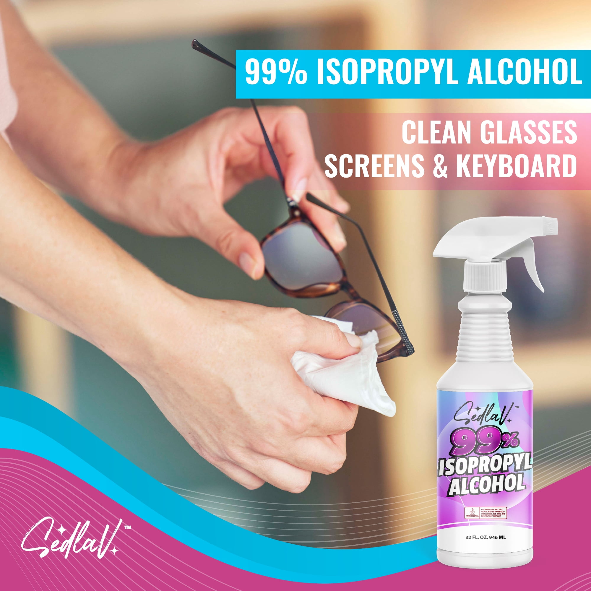 SEDLAV Isopropyl Alcohol 99% Spray 32 Fl Oz Spray Bottle Rubbing Alcohol Sprayer 99 Percent Isopropyl Alcohol Spray Technical Use 10 Bottles