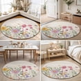 thumbnail image 4 of Round Area Rugs 5Ft, Spring Flowers Non-Slip Washable Circle Rugs Carpet, Farmhouse Retro Botanical Floral Butterfly Indoor Outdoor Rug Floor Mats Throw Runner for Bedroom Living Room Bathroom, 4 of 8