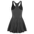 thumbnail image 3 of Alvivi Women's Glossy Silky Ballet Dance Skirted Leotard Gymnastics Bodysuits Yoga Party Dress Black L, 3 of 7
