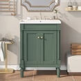 thumbnail image 3 of 24'' Bathroom Vanity with Top Sink, 2-Tier Modern Bathroom Storage Cabinet, Single Sink Bathroom Vanity, Large Storage Shelves,Green, 3 of 6