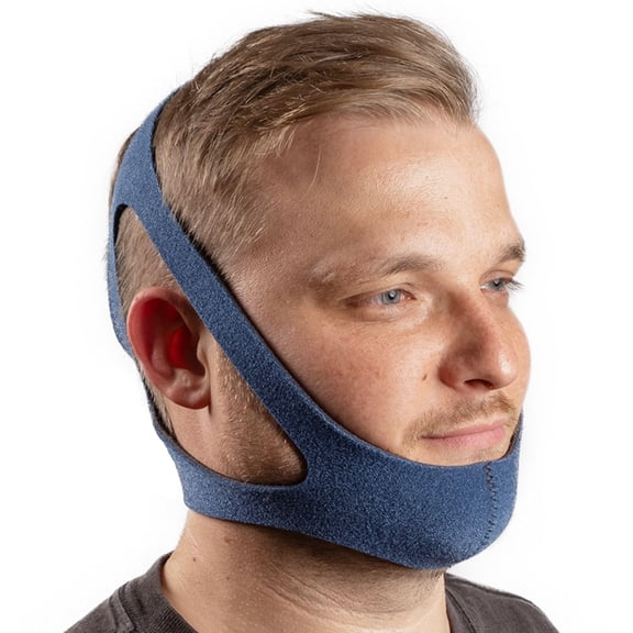 LIfeSource Made in USA Anti Snoring Ruby Chin Strap for CPAP Users, Chin Strap for Snoring, Breathable, Adjustable, Latex Free, Comfortable Sleep Support for Men & Women, Snoring Support, Navy